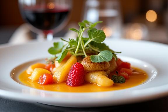 An exquisitely plated dish at The Orangerie restaurant.