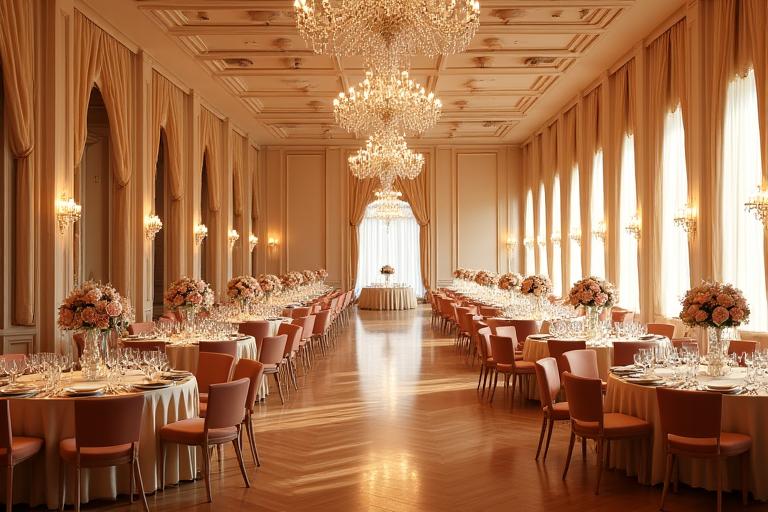The Royal Ballroom set up for a grand wedding reception.