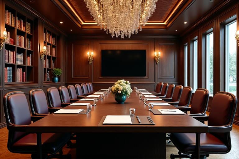 The Library set up for a corporate board meeting.