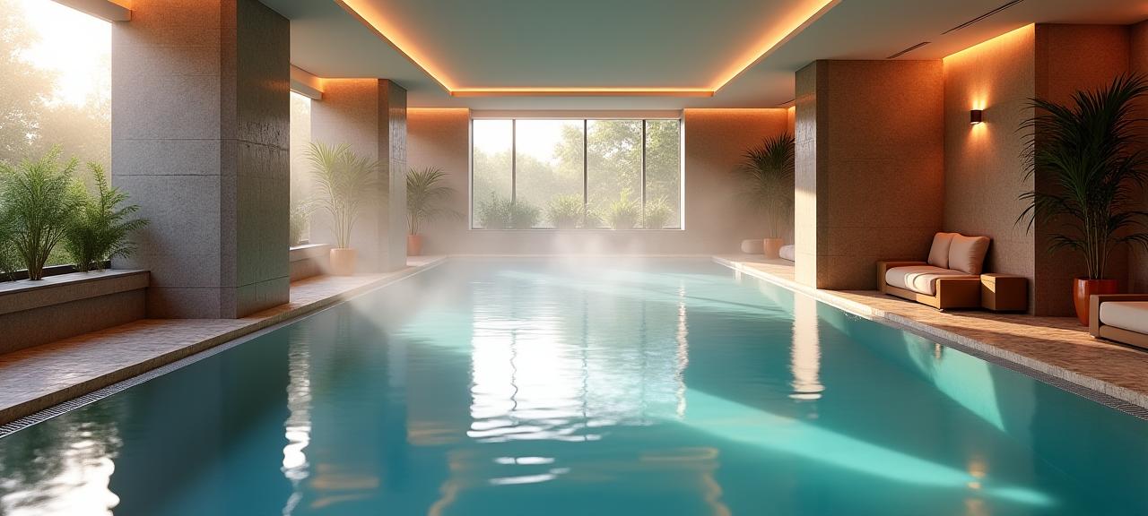 The tranquil indoor swimming pool at The Serenity Spa.